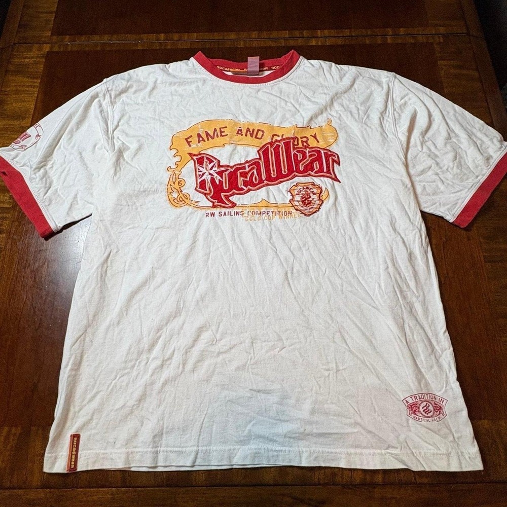 Rocawear Fame & Glory Graphic Ringer Tee White Red 2XL